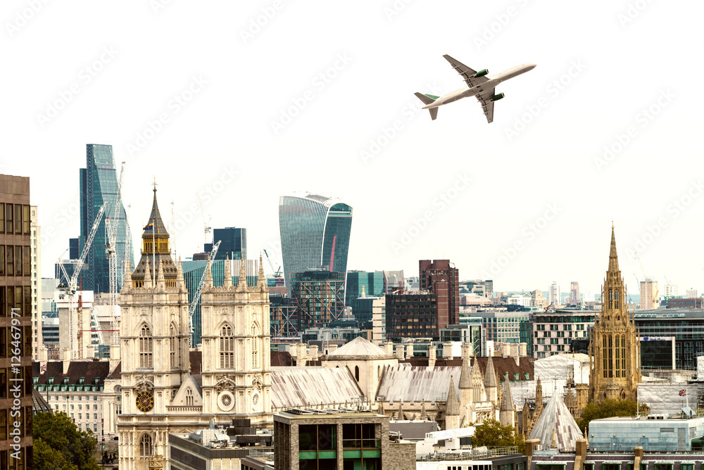 Air over London skyline, old and new