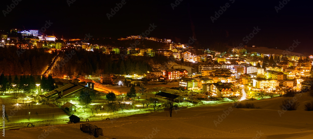 Panoramic view about Andalo city by night