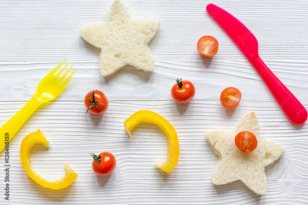 cooking breakfast for kid star sandwiches top view cooking breakfast for kid star sandwiches top view