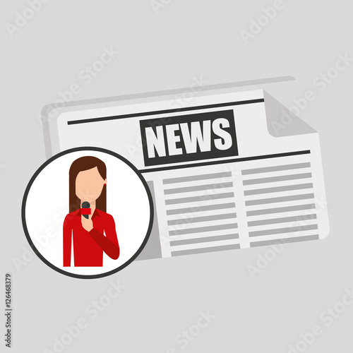 character woman reporter news template graphic vector illustration eps 10