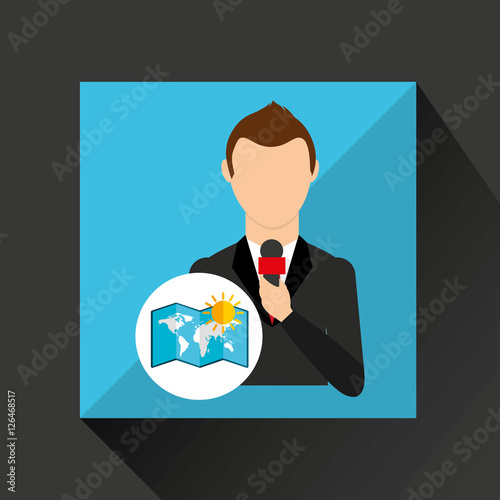 tv news weather reporter sunny day icon vector illustration eps 10