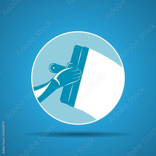 illustration icon of trowel with hand plastering cement mortar i