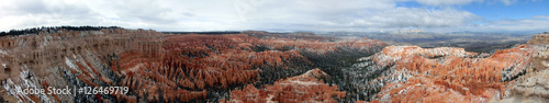 Bryce Canyon National park during winter with snow landscape panoramic