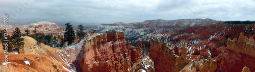 Bryce Canyon National park during winter with snow landscape panoramic