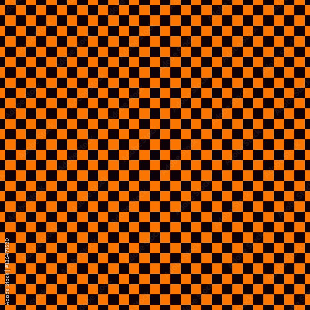 Seamless pattern in Halloween traditional colors. Checkerboard abstract ...