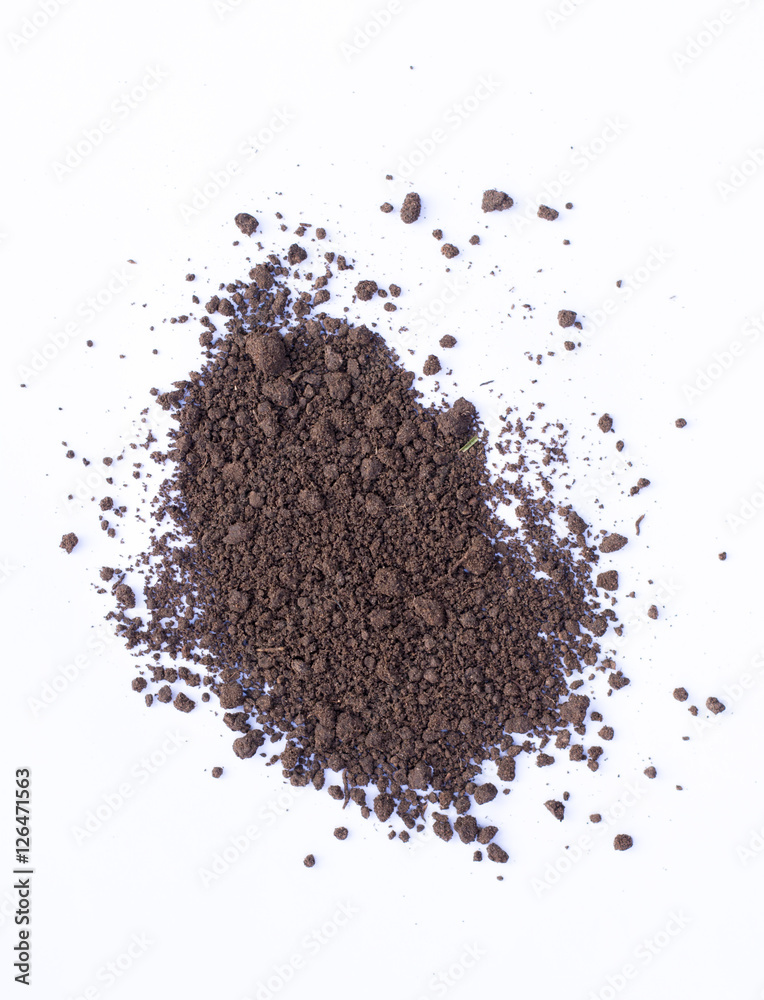 Pile of wet soil isolated on white background Pile of wet soil isolated on white background
