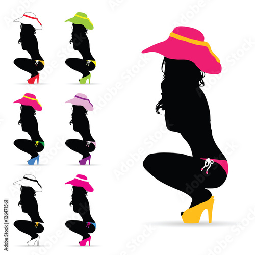 girl fashion silhouette illustration in colorful