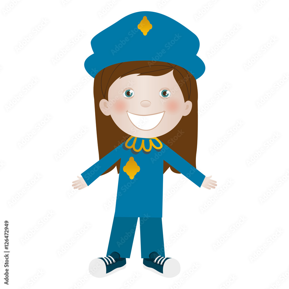 child dressed as police officer icon image vector illustration design 