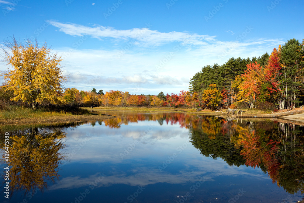 Autumn Leaves Lake Reflection