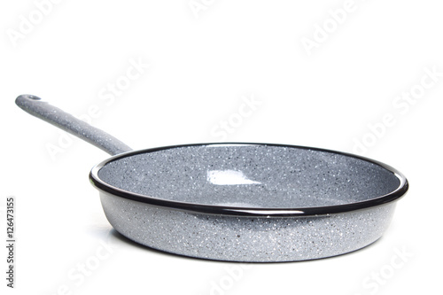 Frying pan isolated on white background, cooking concept photo