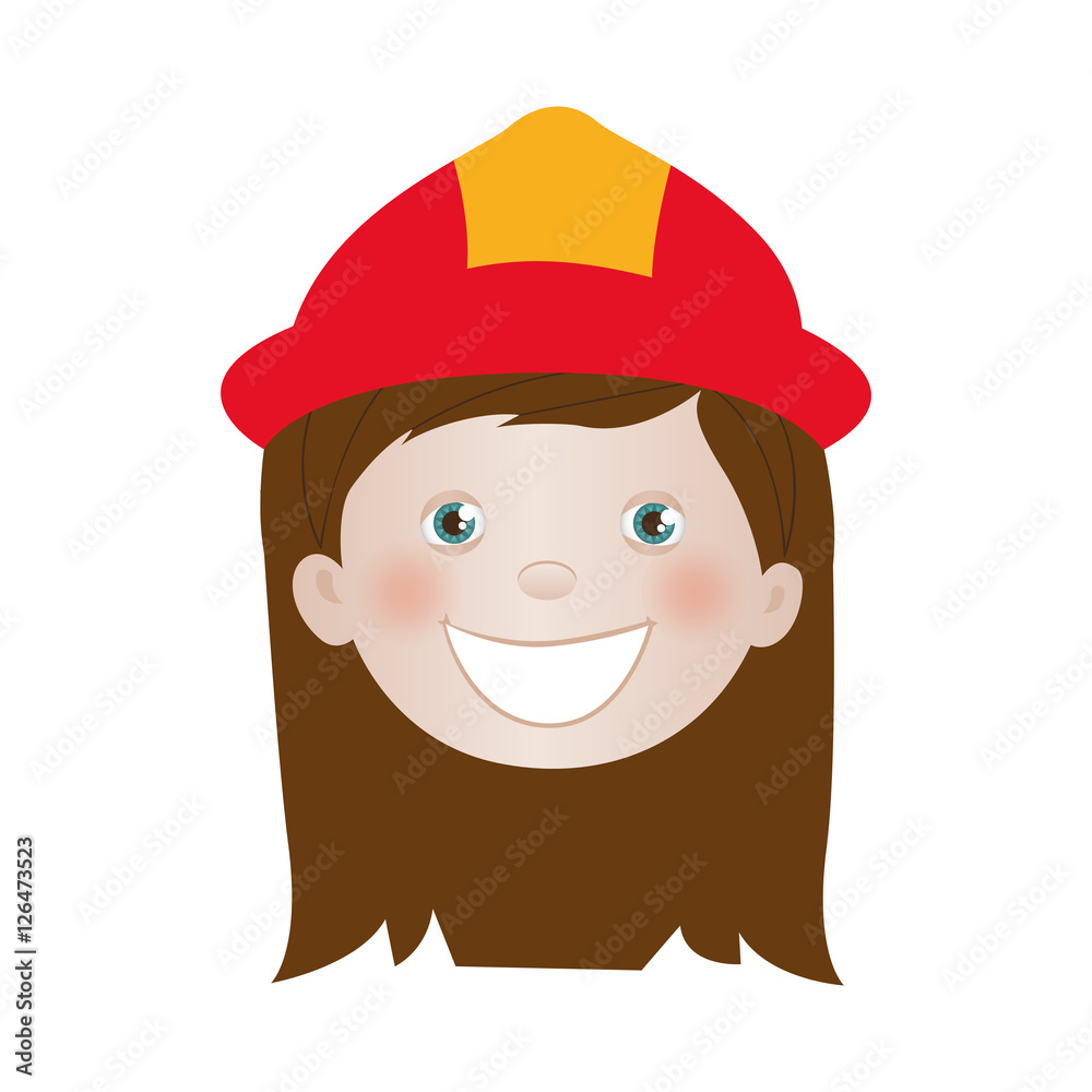 child dressed as firefighter icon image vector illustration design 