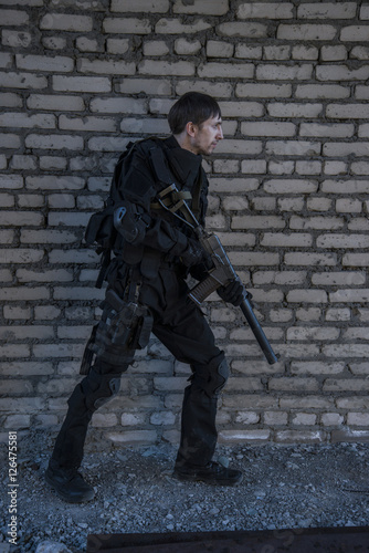 Russian special forces training at a military training ground.