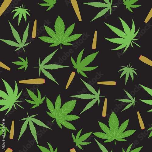 Marijuana background vector seamless patterns