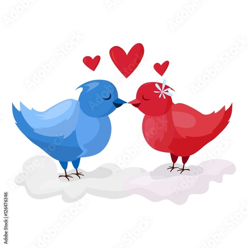 Doves couple with hearts vector