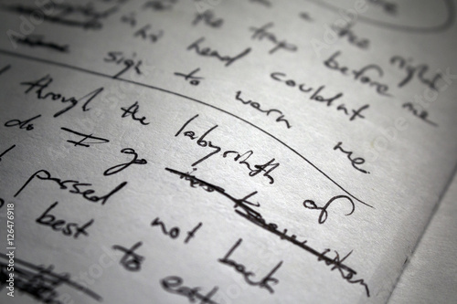 Lyrics on paper, focus on the word 