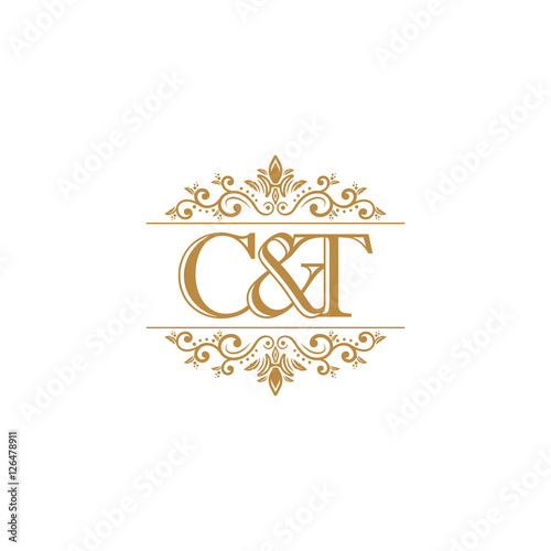 C&T Initial logo. Ornament gold