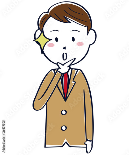 茶色のブレザーの学生　男子　上半身　なるほど