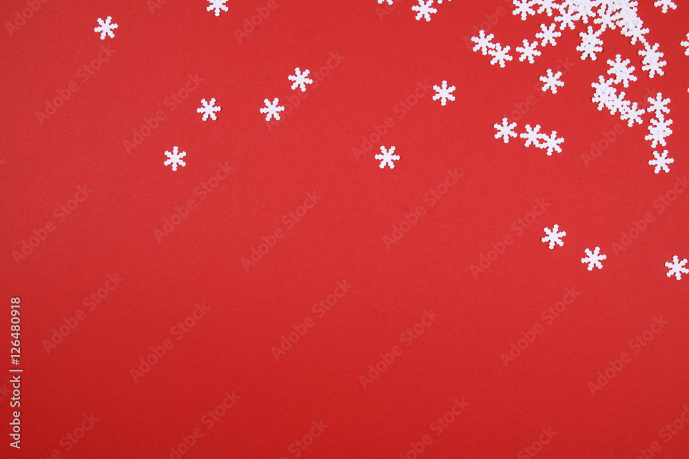 Paper cut snowflakes on red background Paper cut snowflakes on red background