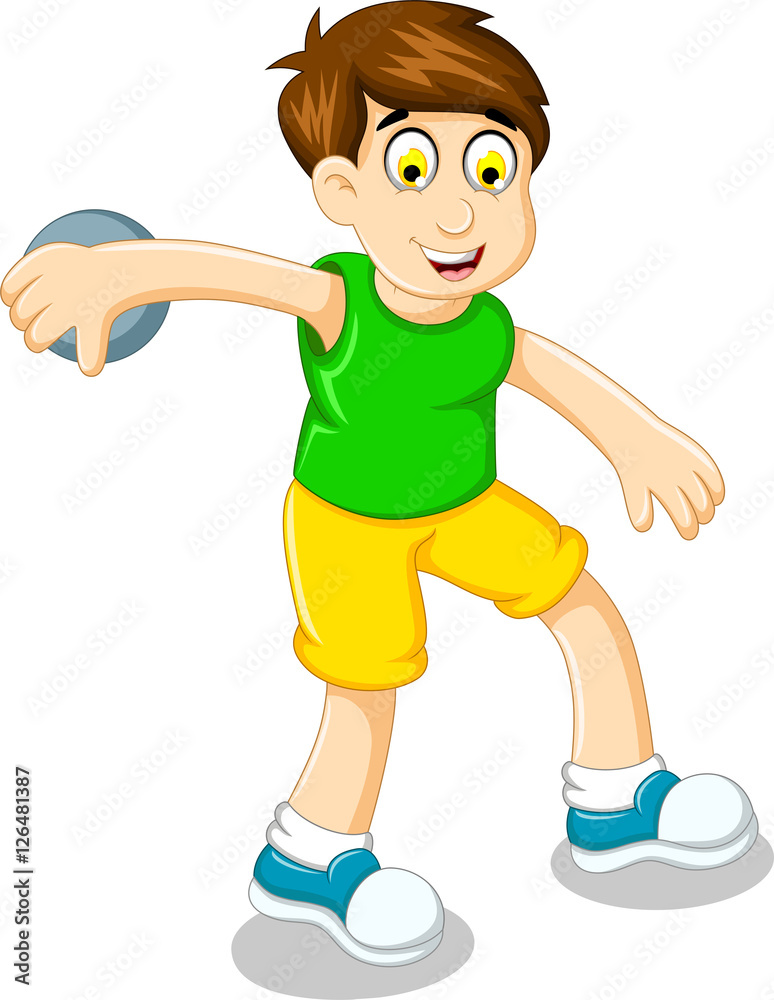 cute boy athlete doing discus throwing cute boy athlete doing discus throwing