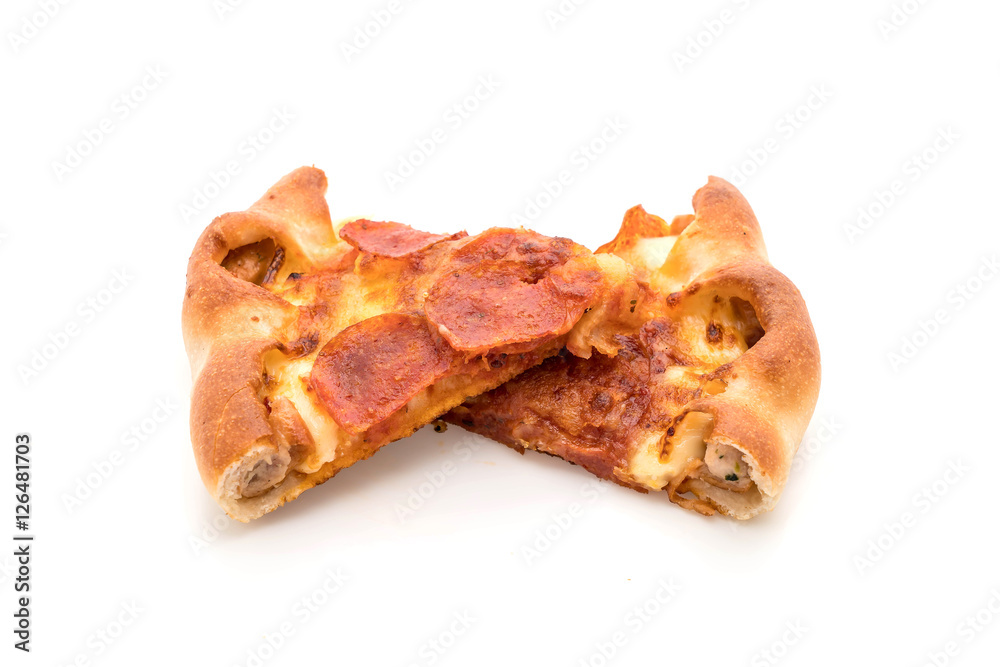 Homemade Pepperoni Pizza on white background