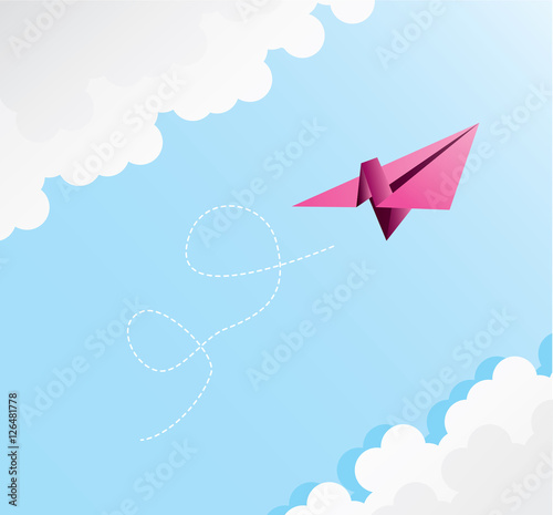 paper plane on blu sky