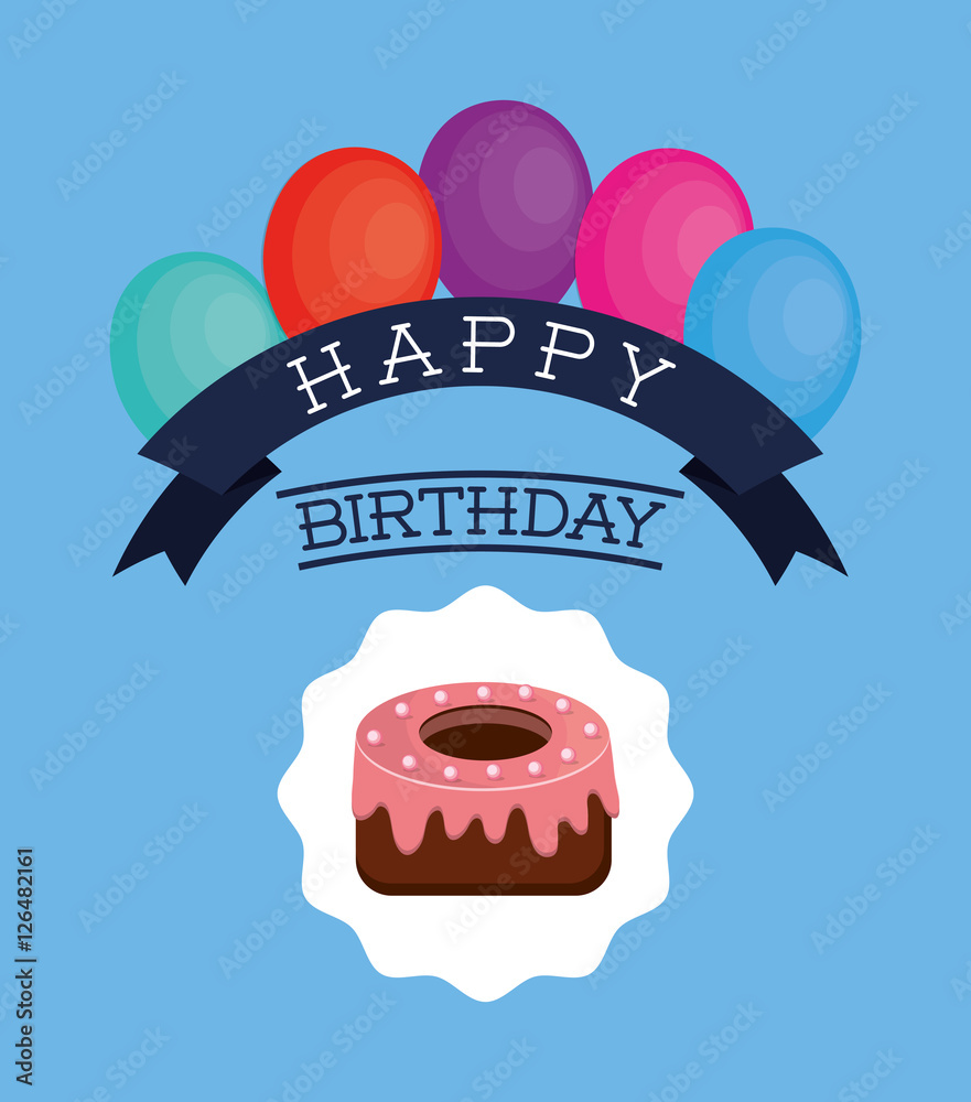 Obraz premium Happy birthday card icon vector illustration graphic design