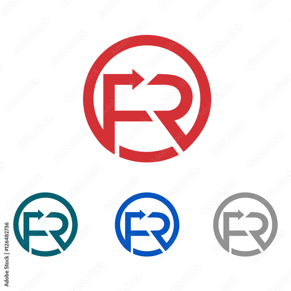 Circle FR Letter Arrow Move Forward Initial Logo Symbol Circle FR Letter Arrow Move Forward Initial Logo Symbol