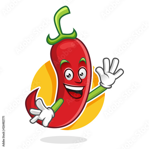Greeting chili pepper mascot, chili pepper character, chili pepper cartoon

