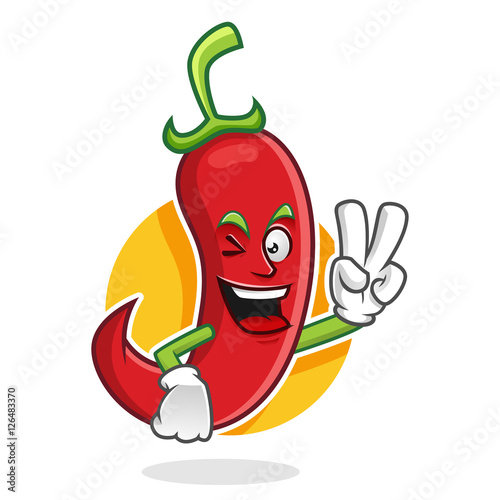 Peace chili pepper mascot, chili pepper character, chili pepper cartoon 