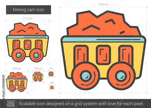 Mining cart line icon.