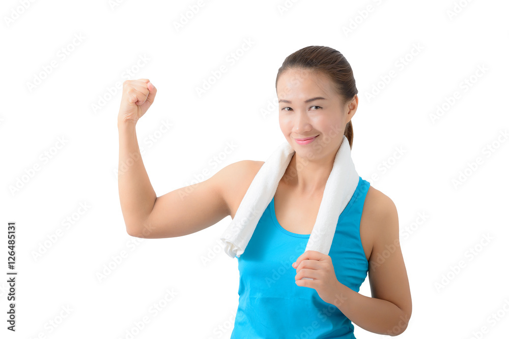 Fitness woman portrait isolated on white background. Fitness woman portrait isolated on white background.