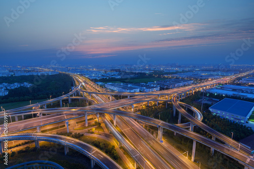 Evening highway overpass