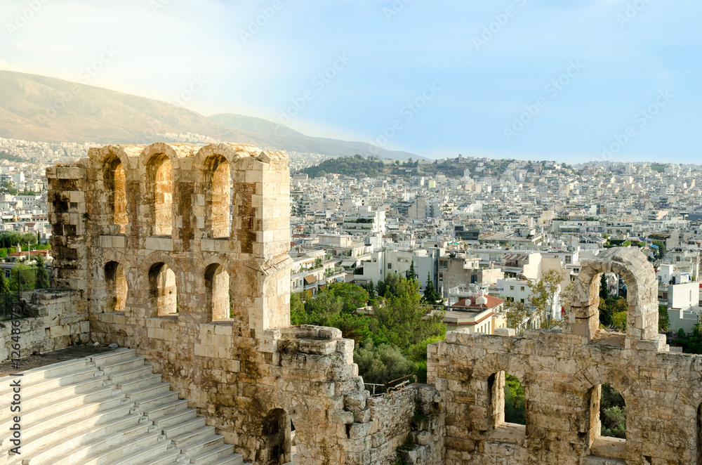 A part of Odeon of Herodes Atticus in Acropolis,Athens,Greece