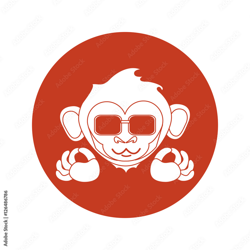 Monkey silhouette inside circle icon. Animal wildlife ape and primate theme. Isolated design. Vector illustration Monkey silhouette inside circle icon. Animal wildlife ape and primate theme. Isolated design. Vector illustration