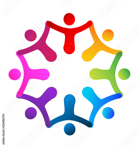 Logo teamwork holding hands business people vector