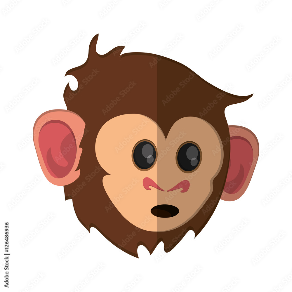 Fototapeta premium Monkey cartoon face icon. Animal wildlife ape and primate theme. Isolated design. Vector illustration