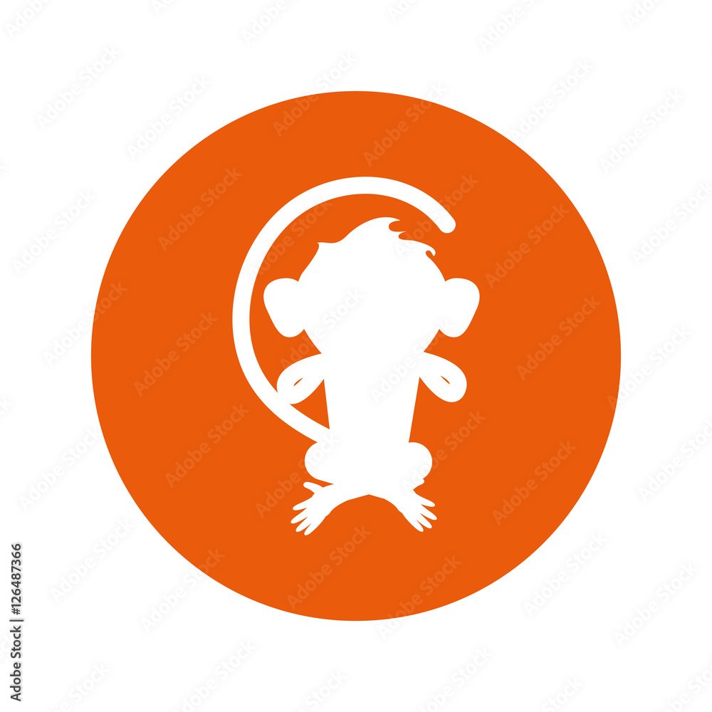 Monkey silhouette inside circle icon. Animal wildlife ape and primate theme. Isolated design. Vector illustration Monkey silhouette inside circle icon. Animal wildlife ape and primate theme. Isolated design. Vector illustration