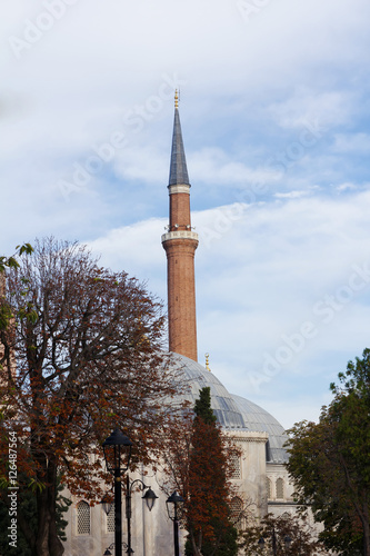 Minaret, Istanbul, Turkey and historic architecture and medieva