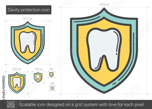 Cavity protection line icon.