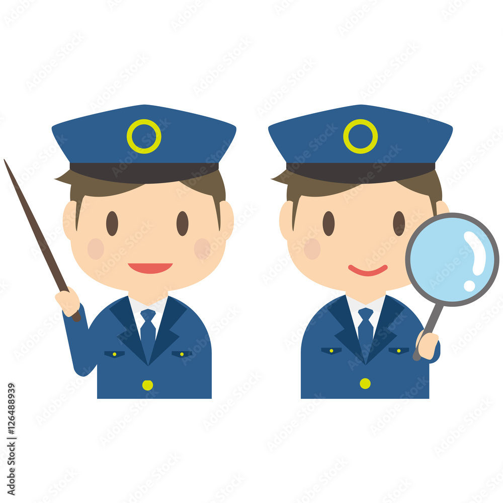 かわいいさわやか警察官 上半身 男性 解説と拡大 Stock Vector Adobe Stock