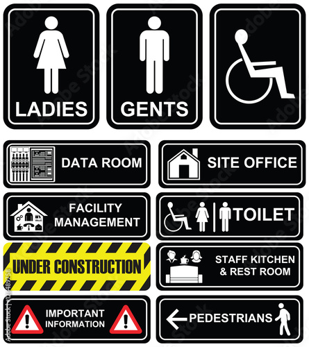 Vector signs and icons of office signage