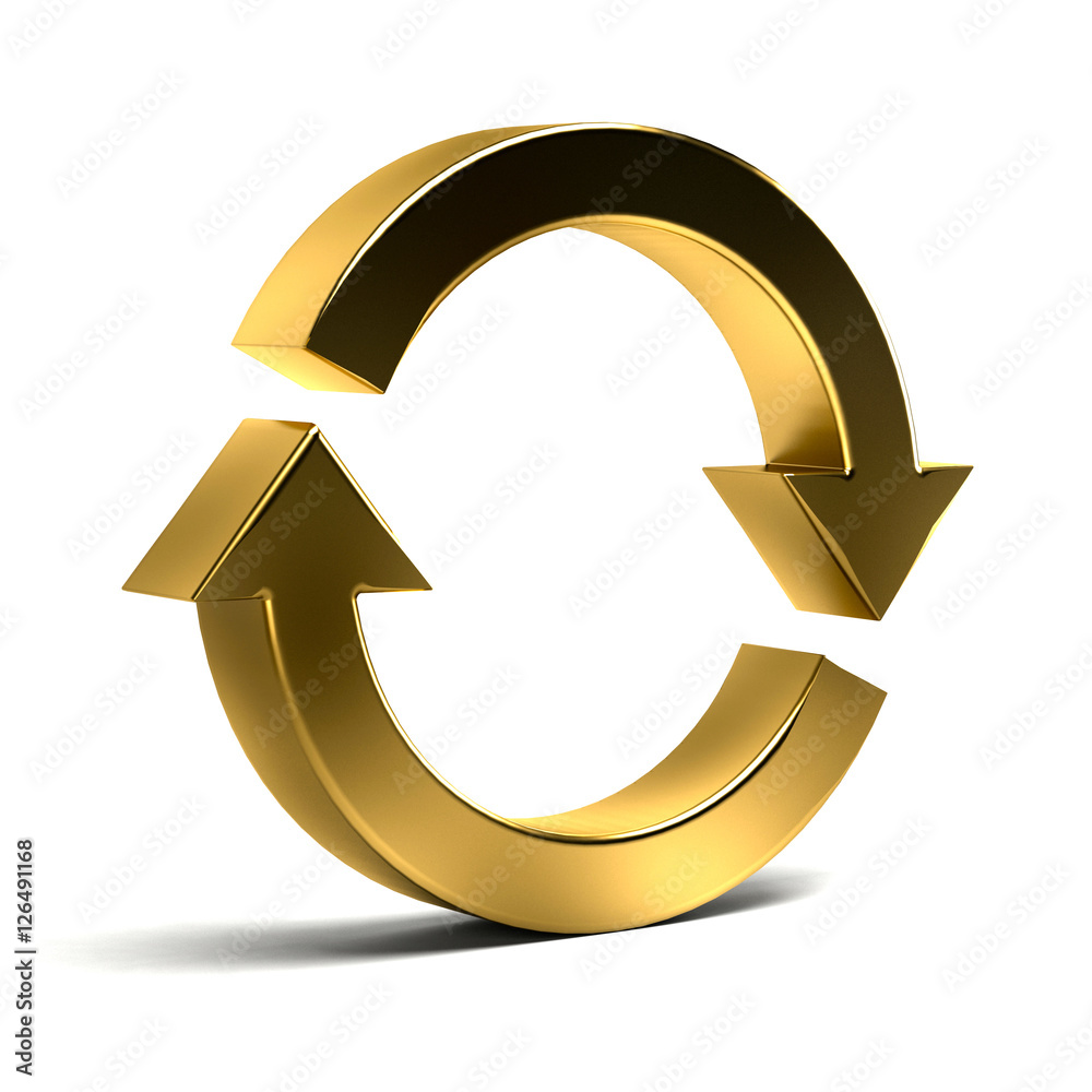 Rotate arrows. Concept for a cycle, loop, continuous period. 3D rendering illustration