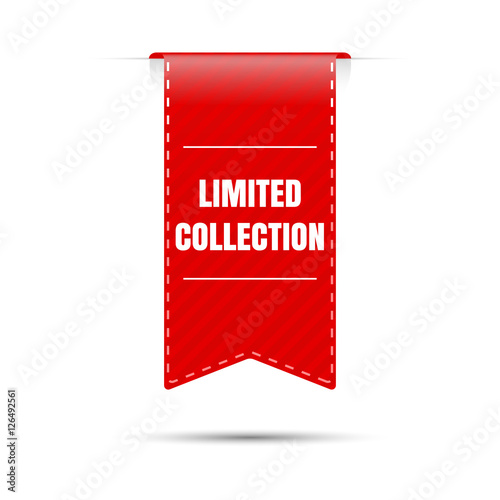 Limited collection. Red vector sticker on a white background.