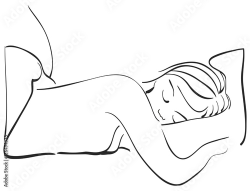 Sleeping girl beautiful editable and scalable vector illustration