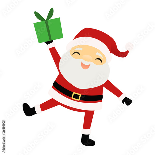 Smiling Santa Claus holding a present