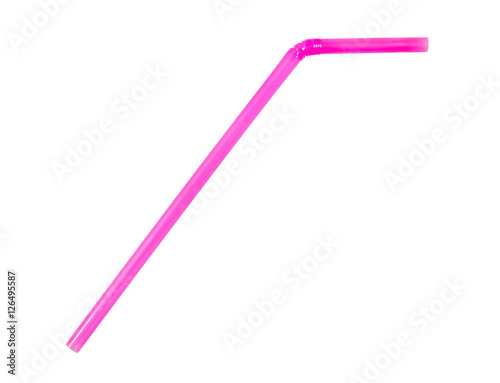 pink straw isolated on white background.Straw isolated