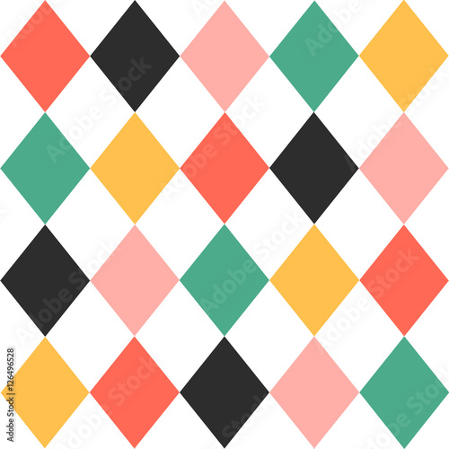 Colorful Chirstmas Chess Board Diamond Background Vector Illustration.