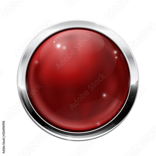 Free Download Round glass button. Dark red web icon with chrome frame - GFXLoad