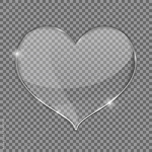 Glass heart on transparent background