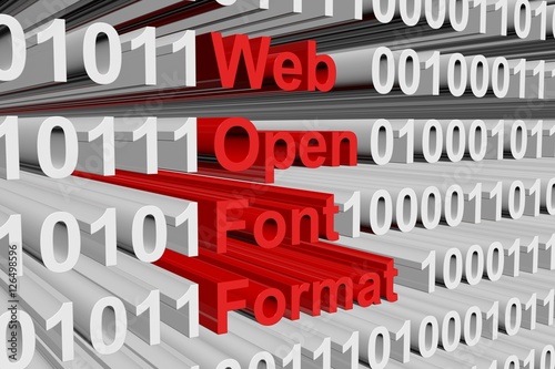 Web Open Font Format in a binary code 3D illustration photo